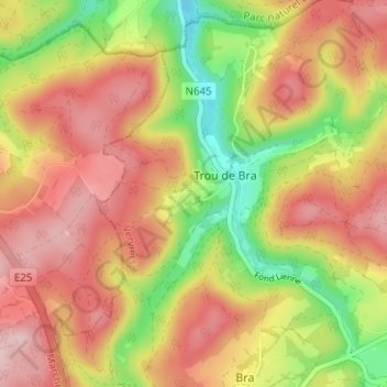 Mapa topográfico Sur le Thier, altitud, relieve