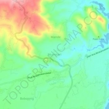 Mapa topográfico Murnisari, altitud, relieve