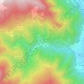 Mapa topográfico Lussie, altitud, relieve