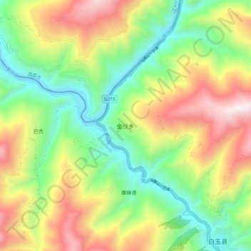 Mapa topográfico 金沙乡, altitud, relieve
