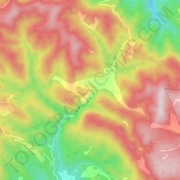 Mapa topográfico Ricetto, altitud, relieve