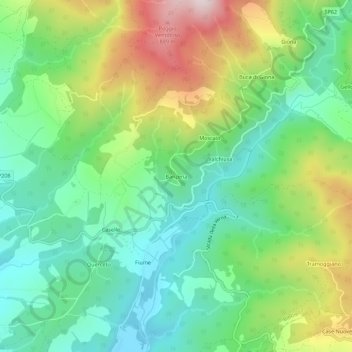 Mapa topográfico Banzena, altitud, relieve