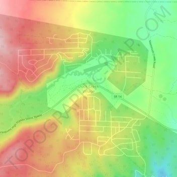 Mapa topográfico Duck Creek Village, altitud, relieve