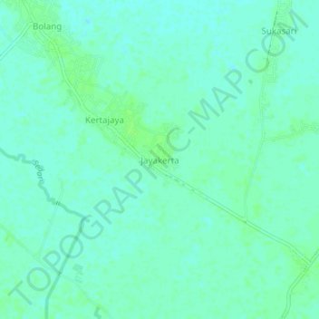 Mapa topográfico Jayakerta, altitud, relieve