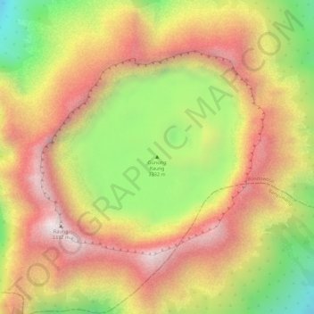 Mapa topográfico Gunung Raung, altitud, relieve