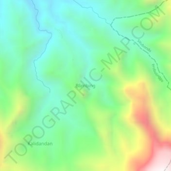 Mapa topográfico Blimbing, altitud, relieve