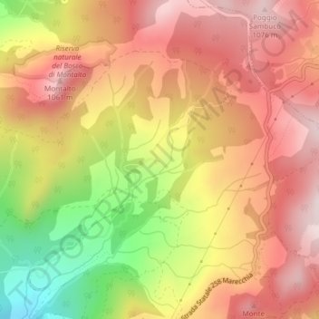 Mapa topográfico Montecavallo, altitud, relieve