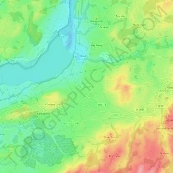 Mapa topográfico Urspring, altitud, relieve