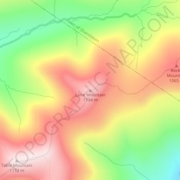 Mapa topográfico Lone Mountain, altitud, relieve