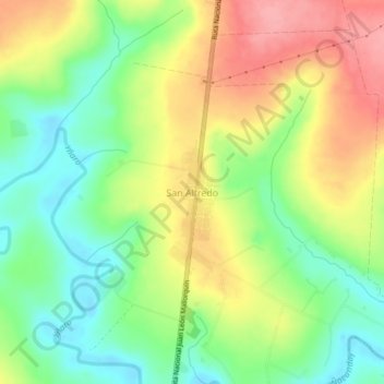 Mapa topográfico San Alfredo, altitud, relieve