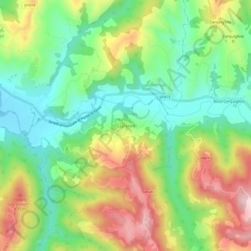Mapa topográfico Gaglietole, altitud, relieve