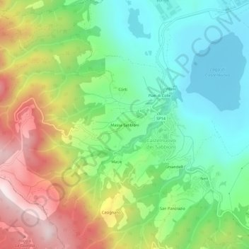 Mapa topográfico Massa Sabbioni, altitud, relieve