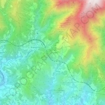 Mapa topográfico Case Colla, altitud, relieve