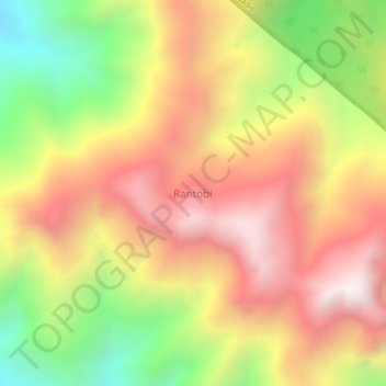 Mapa topográfico Rantobi, altitud, relieve