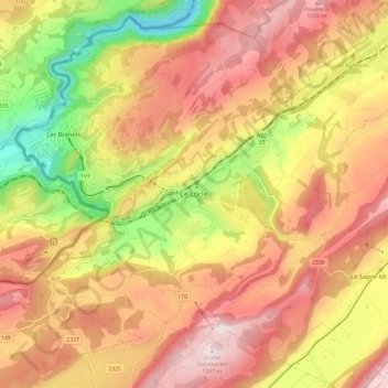 Mapa topográfico Le Locle, altitud, relieve