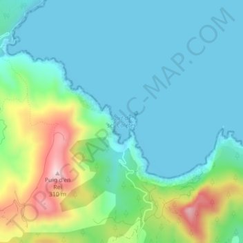 Mapa topográfico Port de ses Caletes, altitud, relieve