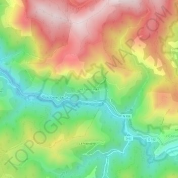 Mapa topográfico Les Crozes Haut, altitud, relieve