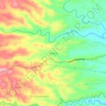 Mapa topográfico Serang, altitud, relieve
