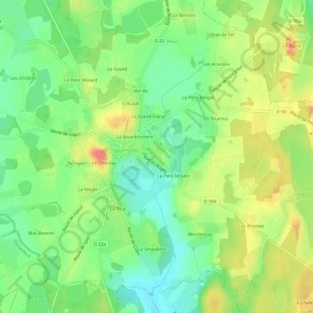 Mapa topográfico La Chavetière, altitud, relieve