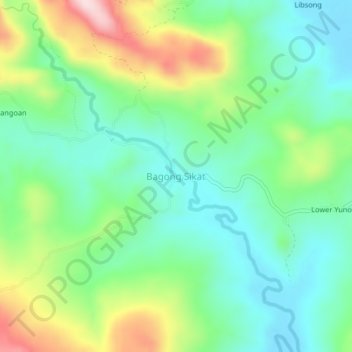 Mapa topográfico Bagong Sikat, altitud, relieve