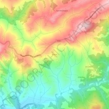 Mapa topográfico Ariano, altitud, relieve