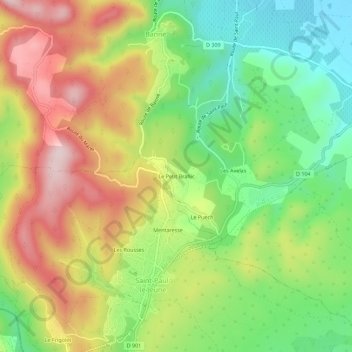 Mapa topográfico Le Petit Brahic, altitud, relieve