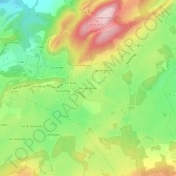 Mapa topográfico Bas des Routes, altitud, relieve