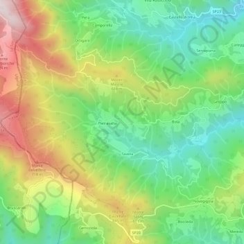 Mapa topográfico Giovagallo, altitud, relieve