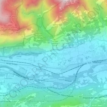 Mapa topográfico Foresto, altitud, relieve