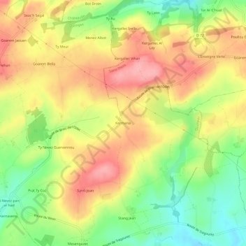Mapa topográfico Kermaria, altitud, relieve