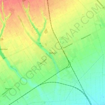 Mapa topográfico Indjija, altitud, relieve