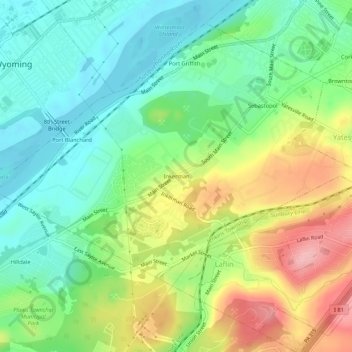 Mapa topográfico Inkerman, altitud, relieve