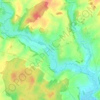 Mapa topográfico Roche, altitud, relieve
