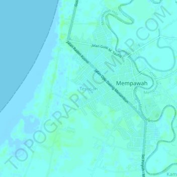 Mapa topográfico Terusan, altitud, relieve