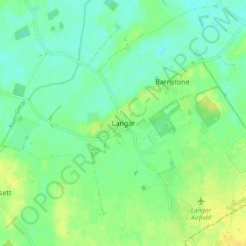 Mapa topográfico Langar, altitud, relieve