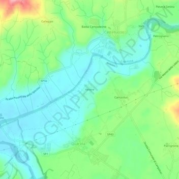 Mapa topográfico Venere, altitud, relieve