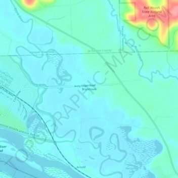 Mapa topográfico Blackhawk, altitud, relieve