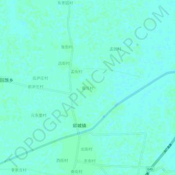 Mapa topográfico 霍庄村, altitud, relieve