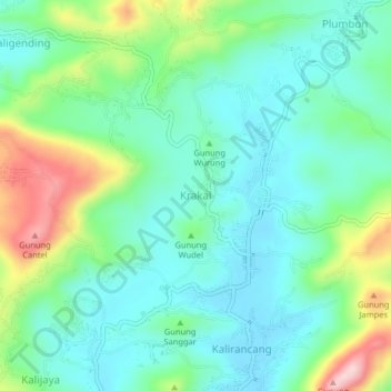 Mapa topográfico Krakal, altitud, relieve