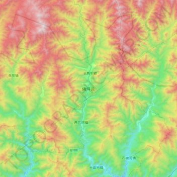 Mapa topográfico 佛坪县, altitud, relieve