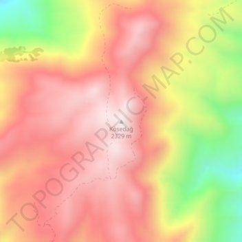 Mapa topográfico Kösedağ, altitud, relieve