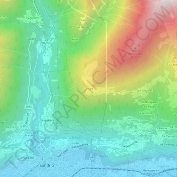 Mapa topográfico Carnale, altitud, relieve