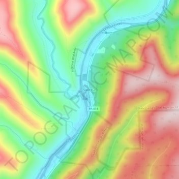 Mapa topográfico Slate Run, altitud, relieve
