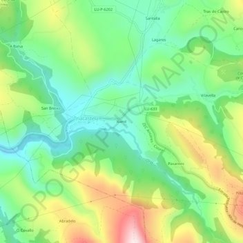 Mapa topográfico Ramil, altitud, relieve