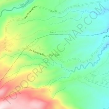 Mapa topográfico Bangkal, altitud, relieve