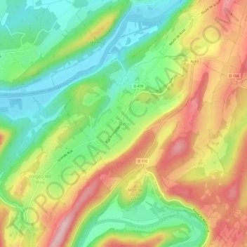Mapa topográfico Busy, altitud, relieve