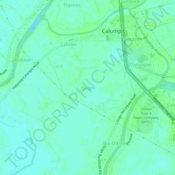 Mapa topográfico Gugo, altitud, relieve
