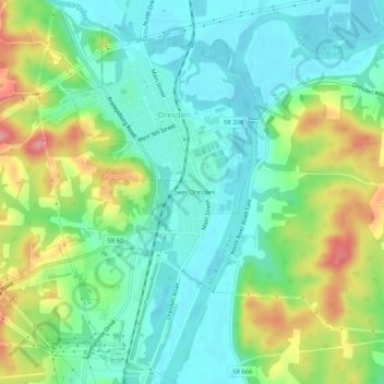 Mapa topográfico Lower Dresden, altitud, relieve