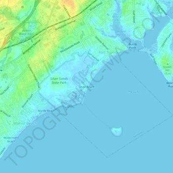 Mapa topográfico Silver Beach, altitud, relieve
