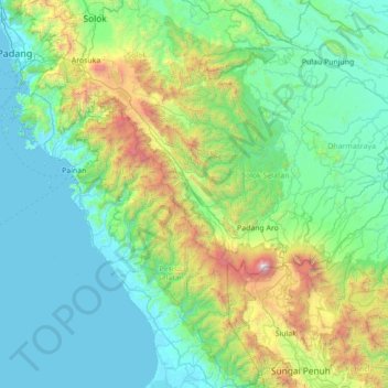 Mapa topográfico Koto Parik Gadang Diateh, altitud, relieve